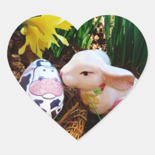 Adesivo Coração Ovo de beijo da vaca do coelhinho da Páscoa