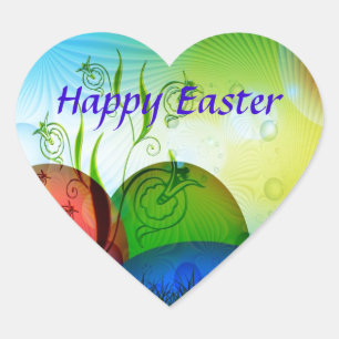 Adesivo Coração Ovos da páscoa personalizados do Fractal