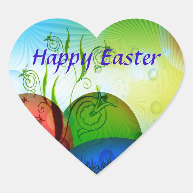 Adesivo Coração Ovos de Páscoa Fratos Personalizados (Frente)