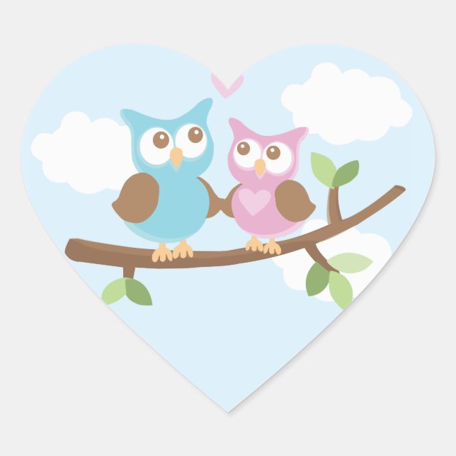 Adesivo Coração Owl Love Stickers (Frente)