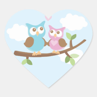 Adesivo Coração Owl Love Stickers