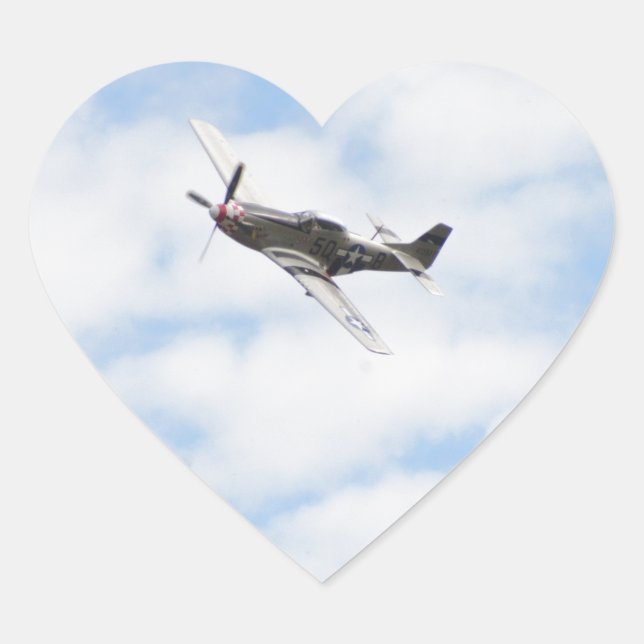 Adesivo Coração P51 Mustang em Voo (Frente)