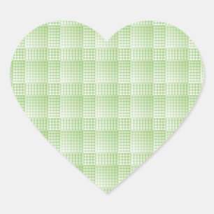 Adesivo Coração Padrão Abstrato Xadrez Verde Branco