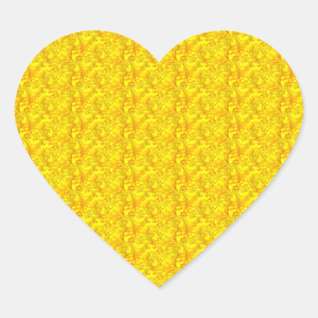 Adesivo Coração Padrão Amarelo Marigold Floral Sem Vista (Frente)