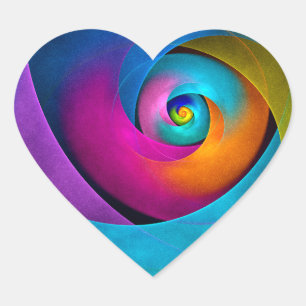 Adesivo Coração Padrão Azul Cor-de-rosa Abstrato Floral Moderno #1