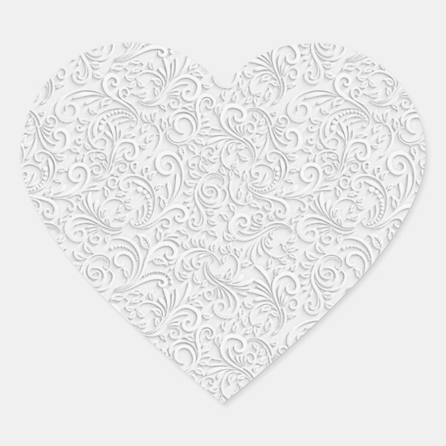 Adesivo Coração Padrão branco elegante (Frente)
