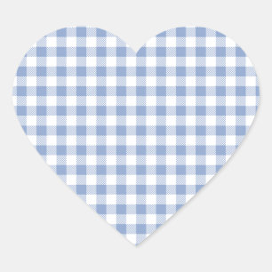 Adesivo Coração Padrão clássico Gingham azul verificado