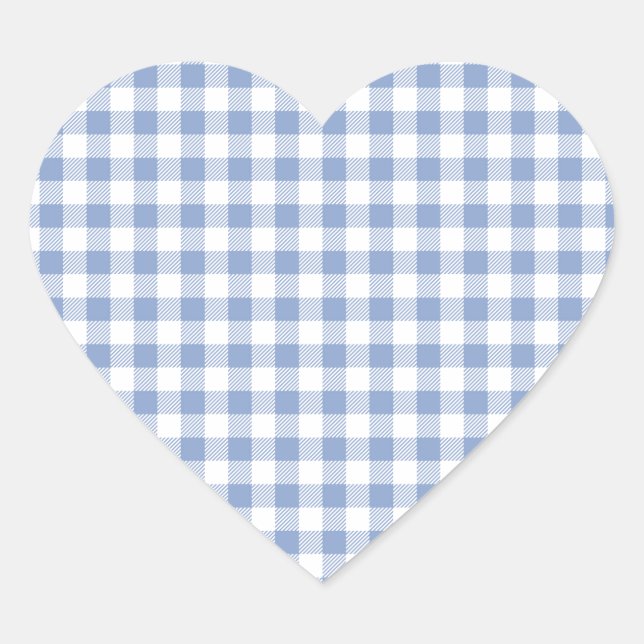 Adesivo Coração Padrão clássico Gingham azul verificado (Frente)