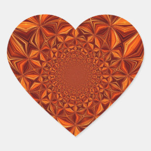 Adesivo Coração Padrão de Arte Digital Kaleidoscópio Vermelho-6754