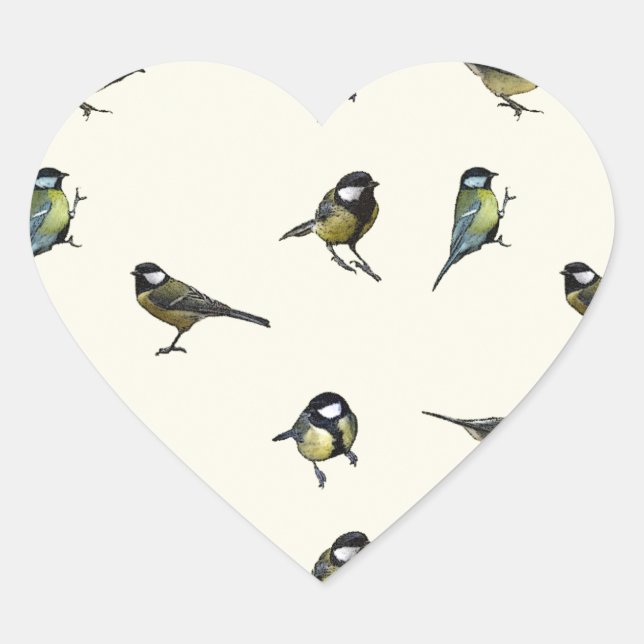 Adesivo Coração Padrão de aves (Frente)