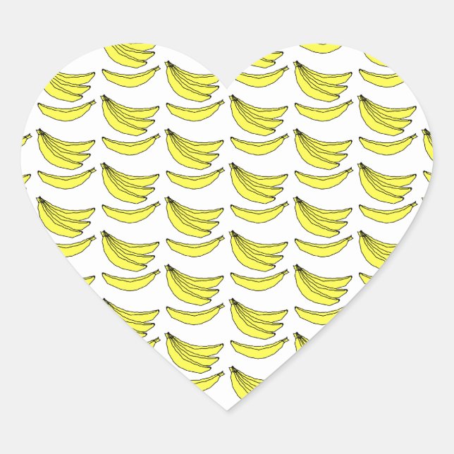 Adesivo Coração Padrão de Banana. (Frente)