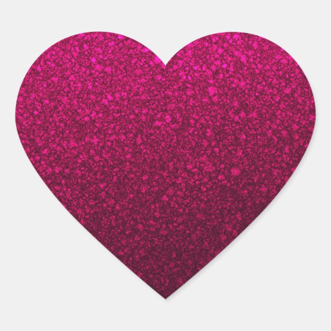 Adesivo Coração Padrão de brilho rosa elegante (Frente)