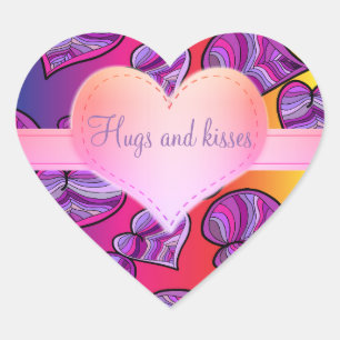 Adesivo Coração Padrão de Corações Arco-Íris Coloridos