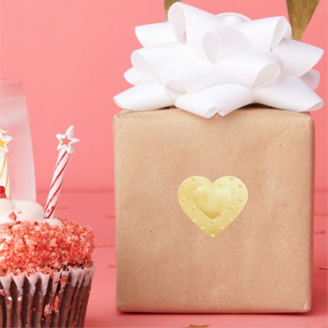 Adesivo Coração Padrão de Corações Dourados em Ouro Falso (Festa)