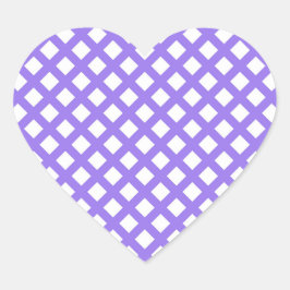 Adesivo Coração Padrão de Diamante Xadrez Branco Roxo