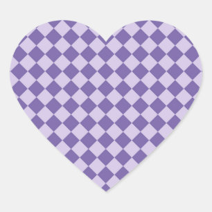 Adesivo Coração Padrão de Diamante Xadrez Roxo