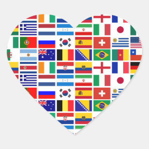 Adesivo Coração Padrão de flags SOCCER 2014