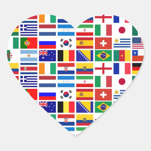 Adesivo Coração Padrão de flags SOCCER 2014 (Frente)