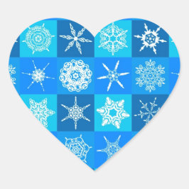 Adesivo Coração Padrão de Flocos de Neve Azul