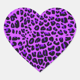 Adesivo Coração Padrão de impressão leopardo roxo neonário