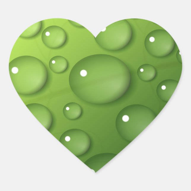 Adesivo Coração Padrão de Raindrop Verde (Frente)