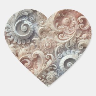 Adesivo Coração Padrão de rendas de Pastel de gradiente elegante