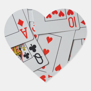 Adesivo Coração Padrão Do Deck De Cartões De Jogada Espalhados,
