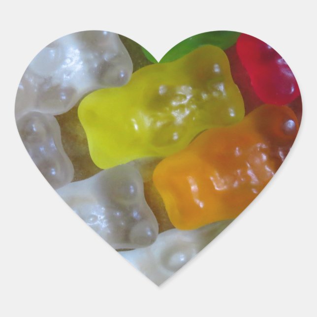 Adesivo Coração Padrão do Urso Gummy (Frente)