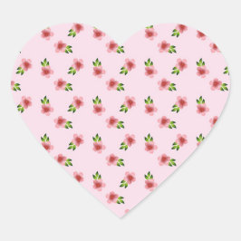 Adesivo Coração Padrão Floral Bonito Rosa Romântico