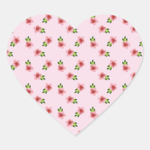 Adesivo Coração Padrão Floral Bonito Rosa Romântico