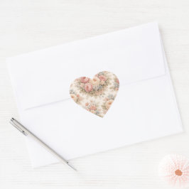 Adesivo Coração Padrão Floral Rosa Vintage | Pastel Elegante