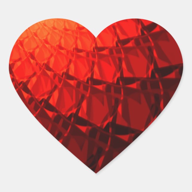 Adesivo Coração Padrão Fractal Vermelho (Frente)