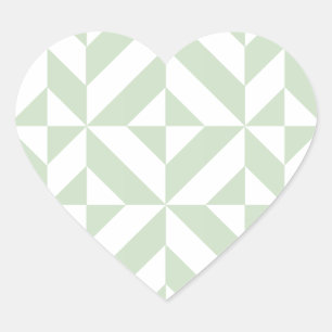 Adesivo Coração Padrão Geométrico de Deco em Verde Sage