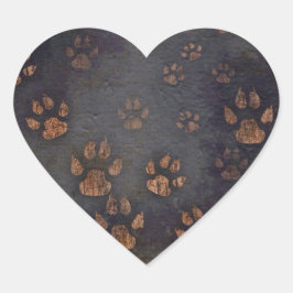Adesivo Coração Padrão Rustic Black Paw