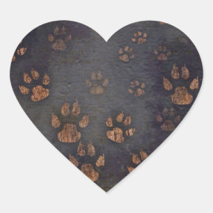 Adesivo Coração Padrão Rustic Black Paw