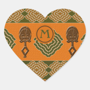 Adesivo Coração padrão tribal striped africano étnico. bastão c