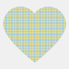 Adesivo Coração Padrão Xadrez Azul Amarelo
