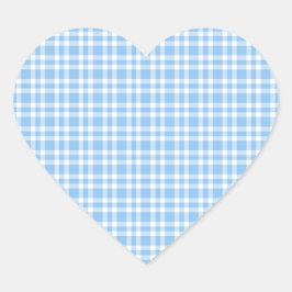 Adesivo Coração Padrão Xadrez Azul Branco