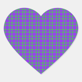 Adesivo Coração Padrão Xadrez Verde Roxo