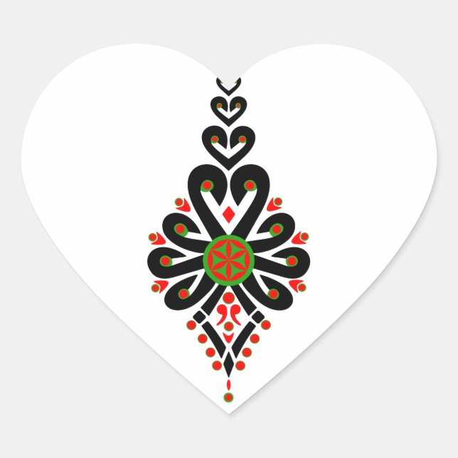 Adesivo Coração Padrões folhosos da Polônia - Parzenica (Frente)