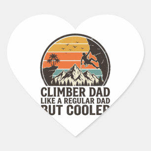 Adesivo Coração Pai Climber Vintage Pôr do Sol Camiseta Divertida 