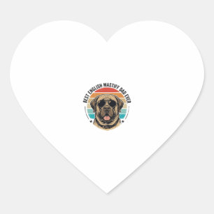 Adesivo Coração Pai Mastiff Inglês Desenho Vetorial Vintage Pôr do