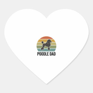 Adesivo Coração Pai Poodle Pôr do Sol Vintage Design de Amante de