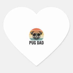 Adesivo Coração Pai Pug Vintage Gravação Design Amante de Cães_1