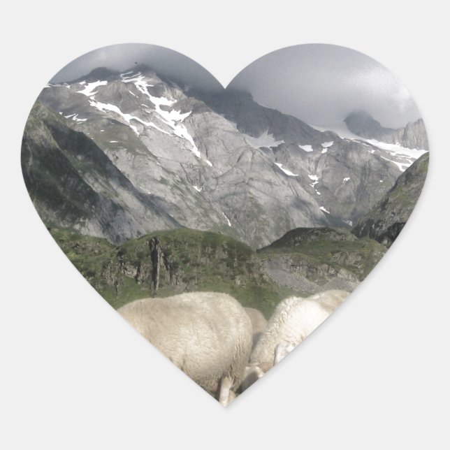 Adesivo Coração paisagem de pirenéus (Frente)