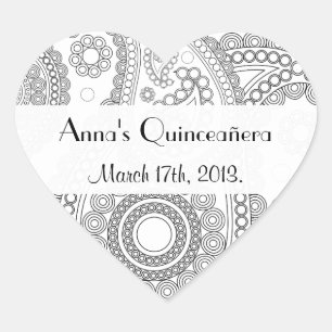 Adesivo Coração Paisley Pattern, Persa Paisley, Quinceanera