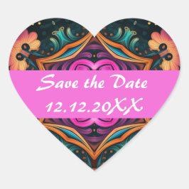 Adesivo Coração Paisley Rosa Floral Flowe 6a4