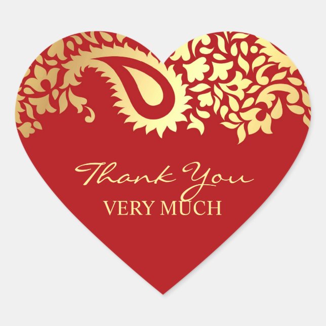 Adesivo Coração Paisleys Elegant Indian Wedker Sticker (Frente)