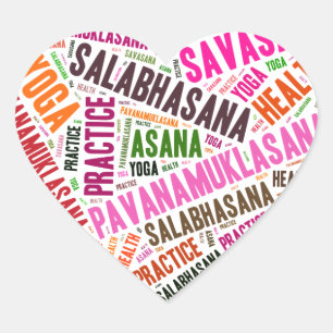 Adesivo Coração Palavras de forma cardíaca Yoga design