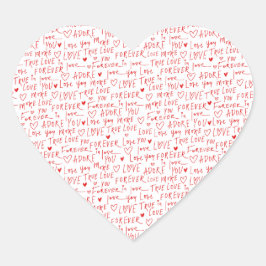 Adesivo Coração Palavras românticas do dia de os namorados